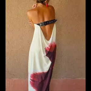 Elegant Backless White and Red Dress